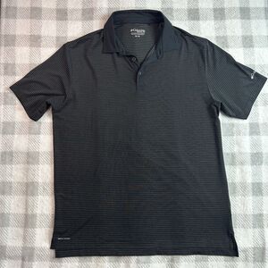 Men's Columbia Golf Omni Wick Polo Shirt size XL Black with White Stripe Dots